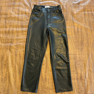 Women's Abercrombie & Fitch Vegan Leather Pants Size 0 Black Ankle Straight